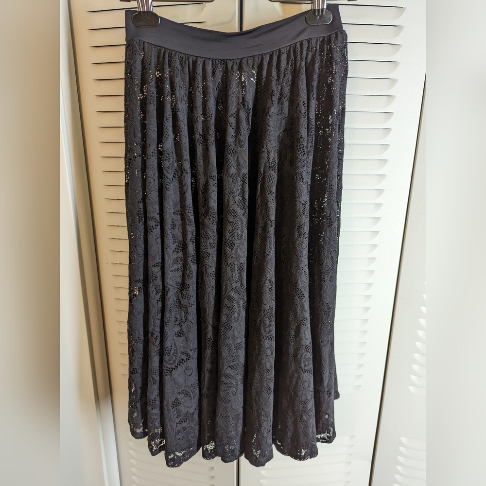 Blackmilk sheer lace midi skirt